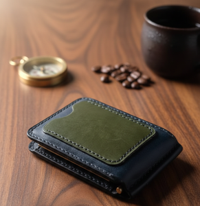 Cartera Anwar con Bloqueo RFID, Hecha a Mano, Estilo Vintage, con Clip para Billetes, Tarjetero, Delgada, Minimalista, de Cuero Genuino, para Uso Diario - Product Image 1