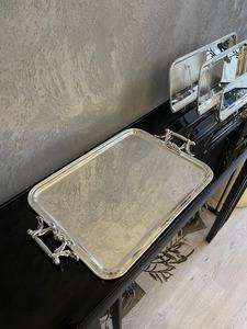 Bandeja de servicio Rectangular de diseño árabe personalizada portátil plegable chapada en plata europea de alta calidad superventas Navidad - Product Image 6