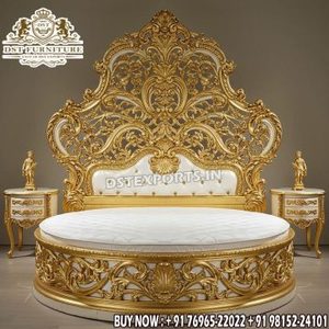 Ensemble de meubles de chambre à coucher luxueux et artisanal de style impérial, lit king size royal, lit en teck de dernière génération avec table de chevet design, California - Product Image 6