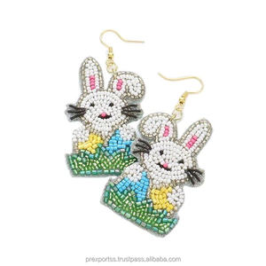 Pendientes de Aro Geométricos con Cuentas de Golf, Hechos a Mano, Personalizados, Bohemios, Bordados, con Cristales y Diamantes de Imitación, Regalo para Mujer, Joyería Deportiva al por Mayor - Product Image 3