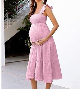 Proveedor Mayorista de Vestidos de Maternidad Elásticos para Mujer, Vestido Largo Elegante para Mujer Embarazada, Vestido de Maternidad para Lactancia - Product Image 5