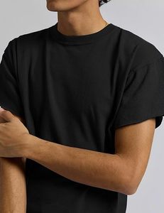Camiseta Oversize Corta de Hombre, Estilo Urbano Casual de Verano, Manga Corta, Ajuste Holgado, Color Liso, Bordada, Tejido de 200g - Product Image 3