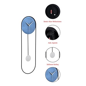 Trendy Style Blue <b>Wall</b> <b>Clock</b> With Moving And Sounding Feature Ideal For Living Room And Bedroom Adds Fun And Interactive <b>Decor</b> - Product Image 3