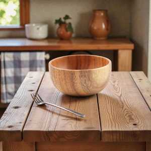 Acacia Wood Bowl Japanese Style Rice & <b>Small</b> Soup Bowl Natural Kitchen Tableware Minimalist Salad Dish Mini Dough Bowl - Product Image 5