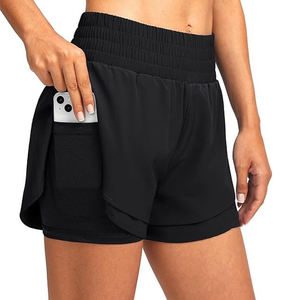 Shorts de sport respirants en coton et polyester pour femmes, motif uni, leggings de course et de yoga en solde - Product Image 5
