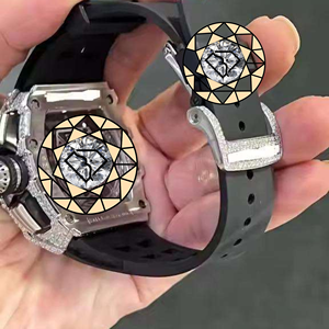 <b>Silicone</b> Black Rubber Band Buckle Clasp Lab Diamond Watch Analog Quartz Movement Square Case Sapphire Crystal Watch - Product Image 3