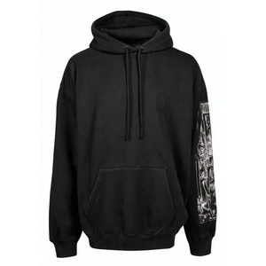 <b>Mens</b> Oversized Hooded <b>Sweatshirt</b> OEM <b>White</b> Topographic Print Cotton French Terry Minimalist Streetwear Autumn Wear Pocket Design - Product Image 4