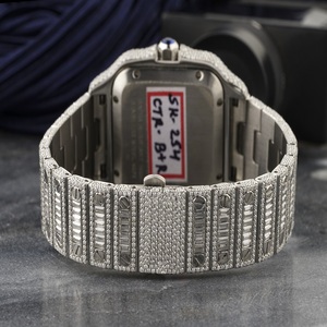 Montre de luxe Moissanite sertie de pierres, cadran carré baguette, chiffres romains, bijoux Hip Hop, montre éblouissante - Product Image 3
