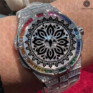Montre de luxe pour homme Charm, or rose, lunette sertie de diamants, bracelet en acier inoxydable rouge, mouvement mécanique analogique, date automatique, boîtier de 40 mm - Product Image 6