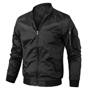 Wholesale Customizable Plus Size Casual Flight Bomber Jacket Coated Quick Dry Breathable Zipper Waterproof Stand Woven Fabric - Product Image 6
