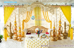 Scène de mariage indien en plein air, décoration de scène de mariage musulman traditionnel, décor de scène Walima, thème de jardin extérieur, scène de mariage - Product Image 5