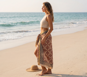 Hand Block Print Cotton <b>Sarong</b> Pareo Eco-Friendly Floral Beach Wrap Indian Handmade Bandeau Bikini Cover Custom Logo 100% - Product Image 3