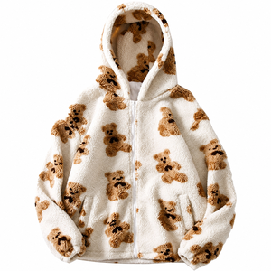 Sweat-shirts à capuche Sherpa pour hommes 100% coton coupe oversize avec fermeture éclair, doublure intérieure écologique, style streetwear hivernal et quotidien - Product Image 1