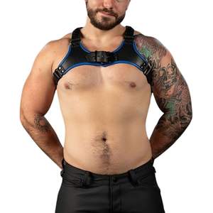 Arnés de Pecho para Hombre Centurion 2.0, de Piel Sintética Ecológica y Transpirable, con Cordones, Azul, Correas Ajustables, Arnés Corporal Premium para Club - Product Image 1