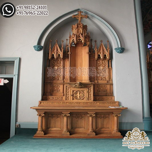 Altar de Madera Clásico Católico, Gran Altar Cristiano de Madera para el Hogar, Acabado Antiguo de Alta Demanda, Hecho en EE. UU. - Product Image 5