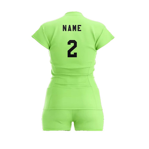 Shorts d'uniforme de volley-ball vert lime pour femmes, maillot sublimé en spandex, tenue d'entraînement régulière, séchage rapide, grandes tailles, écologique - Product Image 3