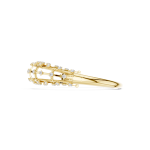 Bracelet jonc ouvert en or jaune de luxe avec diamants, motif floral, élégant, pour femme, bijoux fins, cadeau de mariage ou de fête - Product Image 5