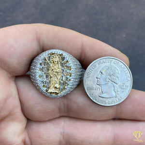 Anillo de Diamante Cultivado en Laboratorio con Diseño de San Jesús para Hombre, Oro Blanco, Religioso, Cristiano, Lujoso, Estilo Hip Hop, Anillo de Cóctel - Product Image 2