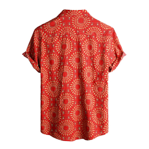 เสื้อเชิ้ตฮาวายลายเพสลีย์แขนสั้นสำหรับผู้ชาย ปกคอปก ระบายอากาศได้ดี ผลิตจากโพลีเอสเตอร์ 100% เหมาะสำหรับใส่ในฤดูร้อน - Product Image 2