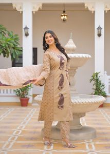 Premium 60x60 Cotton <b>Panel</b> Kurta Set with Original <b>Mirror</b> Work Ethnic Women Wear Designer Indian Outfit - Product Image 3