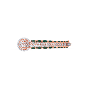 Luxury Women's 14K Rose Gold Diamond <b>Bangle</b> <b>Bracelet</b> with Multi-Row Mesh and Circular Clasp Design - Product Image 1
