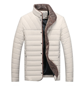 Chaqueta de burbujas de color sólido para hombre, forro de algodón, cuello alto, impermeable, transpirable, de secado rápido, abrigo de invierno, informal, corte ajustado, regular - Product Image 1