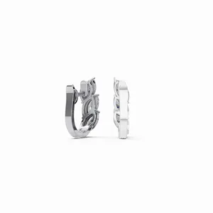 Pendientes de aro con diamantes en forma de marquesa celestial en oro blanco de 18 quilates, pendientes de diamantes, joyería fina de diamantes para mujer - Product Image 4