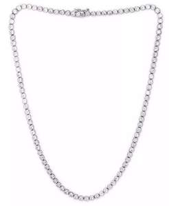 Collana di lunetta in zirconi cubici con anello da 17 "in piatto d'argento o d'oro | Macacy's - Product Image 1