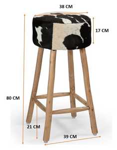 Modern Cow Hide <b>Bar</b> <b>Stool</b> with Bamboo Legs Heron Leather Designer <b>Bar</b> Chair Home Furniture - Product Image 2