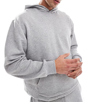 Fabricants de survêtements de haute qualité, ensemble deux pièces gris surdimensionné avec sweat-shirt à capuche brodé et pantalon de jogging pour hommes