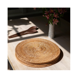 Authentic Handmade Rattan <b>Placemat</b> With <b>Round</b> Woven Design, Natural Craft Tableware, Eco Export From Vietnam - Product Image 6