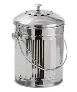 Shiny Stainless Steel Mini Trash Can with <b>Lid</b> Ribbed Metal Compost Bin Kitchen Countertop Waste Bucket Garbage <b>Dustbin</b> - Product Image 1