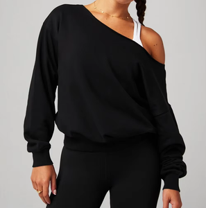 Sweat-shirt unisexe décontracté pour femme, col rond, color-block, hiver/été, brodé, manches longues, en molleton tricoté - Product Image 3