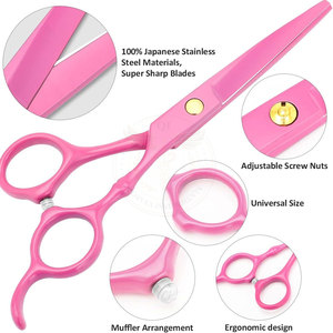 Ciseaux de coiffure professionnels en acier inoxydable 6.0 en forme de saule avec poignée en caoutchouc pour coupe à sec et glissière de coupe - Product Image 4