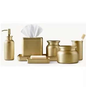 Gold Collection Metal <b>Bathroom</b> <b>Set</b> Decorative Vanity <b>Accessories</b> for Farmhouse Home Hotel Resort Guest <b>Bathroom</b> - Product Image 1
