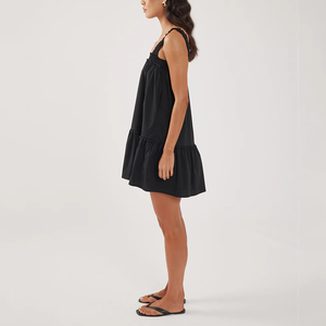 Vestido Mini Informal Negro Personalizado para Mujer, 100% Algodón Ecológico - Product Image 4
