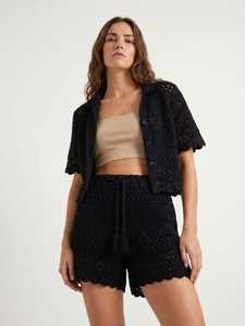 Shorts en flanelle à carreaux pour femmes, taille mi-haute, cordon de serrage, coupe régulière, style décontracté avec volants, motif blanc, rose, noir - Product Image 3