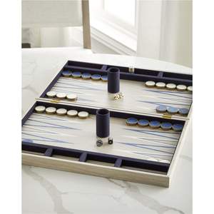 Jeu de backgammon professionnel de luxe en cuir PU, plateau de jeu haut de gamme à motifs gaufrés |   Coffret Cadeau de Luxe Portable Grande Taille - Product Image 4