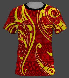 T-shirt tricoté motif tatouage polynésien, imprimé tribal, design Tapa Maori Samoan, respirant, écologique, style insulaire printemps-été - Product Image 2