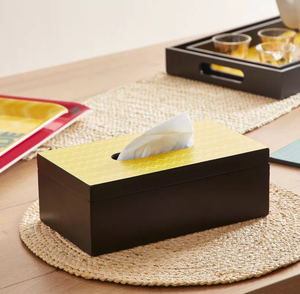 Boîte à mouchoirs élégante en bois imprimé émail pour la maison, le bureau, la voiture et les cadeaux – Distributeur de serviettes pour accessoires de table - Product Image 6