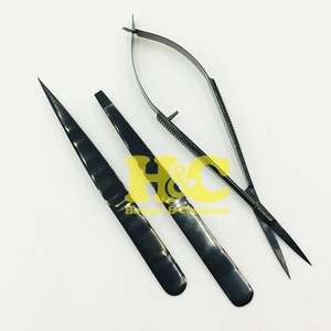 Juego de Pinzas y Tijeras para Cejas de Acero Inoxidable, Sostenible, Color Negro, con 2 Pinzas y Tijeras - Product Image 5