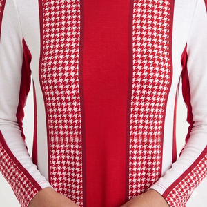 Vestido de Maternidad a Cuadros Rojos y Blancos para Mujer, Manga Larga, Cuello en V, Largo hasta la Rodilla, Corte Holgado, Línea A, 100% Poliéster, Vestido de Verano, Ropa de Dormir - Product Image 5