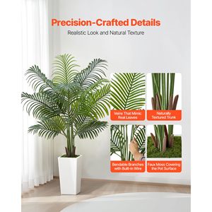 Palmera Areca Artificial de 1.5 m, Blanca, en Maceta Alta, con Seda Sintética, Planta Tropical Artificial Grande para Bodas y Eventos - Product Image 2