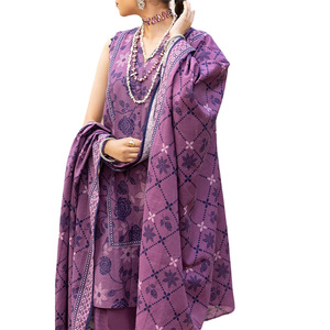 Ensemble Salwar Kameez pakistanais tendance pour femmes, robe en tissu imprimé de designer, 3 pièces, dernière collection d'été - Product Image 4
