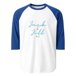 T-shirt Raglan Homme Blanc et Bleu Jack and Jill à Manches Trois-Quarts, Motif Baseball, Décontracté, en Coton Doux, Vêtements en Gros - Product Image 3