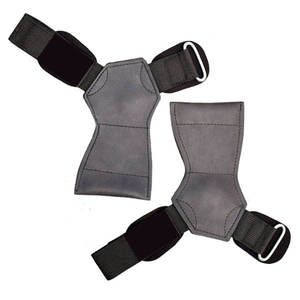 Five B Heavy Duty Black Rubber Fingerless Hand Grips Adjustable Wrist <b>Strap</b> No Hole Gym Workout Bodybuilding Comfortable Soft - Product Image 2
