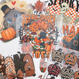 Sac à capuche de t-shirt de transfert à chaud d'Halloween avec nœud de citrouille personnalisé, transfert à chaud d'Halloween, transfert à chaud - Product Image 1