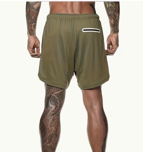 Men's Eco-Friendly Cotton Streetwear Fitness Running Shorts Double <b>Layer</b> Compression Drawstring Closure - Product Image 4