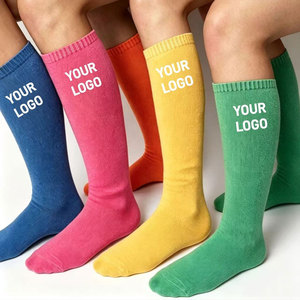Orange Knee High Soccer <b>Socks</b> Anti-Slip Knitted Spandex Polyester <b>Men</b> Women Sports Football <b>Socks</b> Summer Standard <b>Thickness</b> - Product Image 3