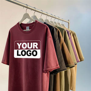 Custom Drop Shoulder Pullover 100% Cotton Oversized Unisex Heavyweight <b>Blank</b> Vintage Washed Streetwear T-Shirt Men - Product Image 3